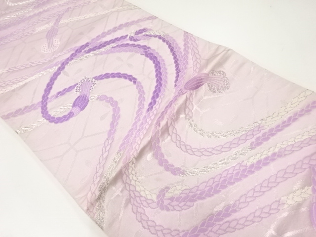 JAPANESE KIMONO / ANTIQUE FUKURO OBI / SILK / WOVEN KUMIHIMO CORD PATTERN